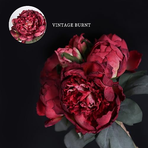 ICBOX 2 Bouquets Red Peonies Silk Flowers 14Heads Faux Peony Flowers Red Fake Peonies Flowers Artificial for Decorations for Wedding Bouquets Bridal Shower Decorations Home Office Party Decor - Image 3