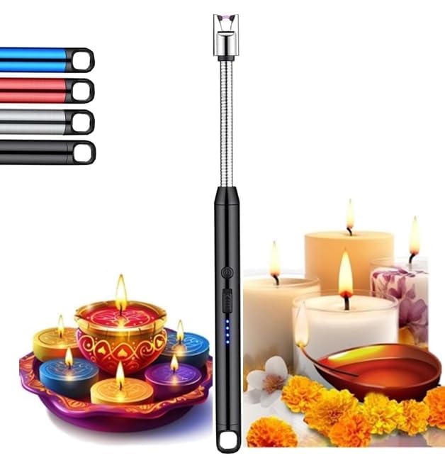 WEPTIX® Rechargeable Electric Gas Lighter for Kitchen Use | Cooking Gas Stove,360° Flexible Neck Arc Lighter Plasma Flameless Windproof USB Lighter-400 Uses in Single Charge (Muulti) - Image 1