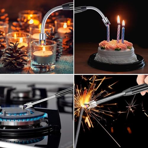 WEPTIX® Rechargeable Electric Gas Lighter for Kitchen Use | Cooking Gas Stove,360° Flexible Neck Arc Lighter Plasma Flameless Windproof USB Lighter-400 Uses in Single Charge (Muulti) - Image 3