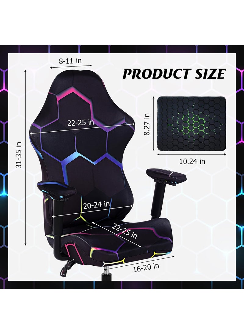 Moukeren Moukeren Printed Gaming Chair Cover Set with Mouse Pad and Armrest Drape Stretchable Elastic Machine Washable Gaming Chair Seat Cover 1024 x 827 Mouse Pad for Home Office Work  - Image 2