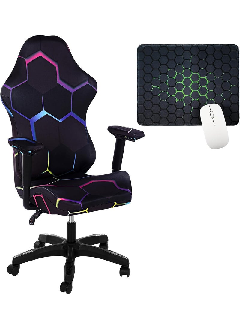Moukeren Moukeren Printed Gaming Chair Cover Set with Mouse Pad and Armrest Drape Stretchable Elastic Machine Washable Gaming Chair Seat Cover 1024 x 827 Mouse Pad for Home Office Work  - Image 1