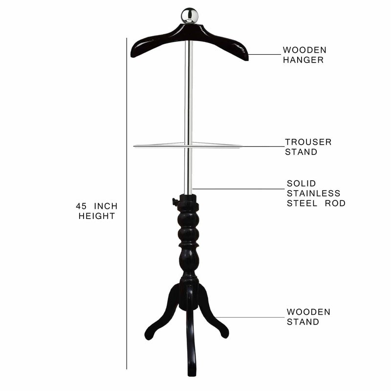 Locomoto Wooden Coat Hanger Stand Suitable for Home Office Coat Display Stand Shop Black 45 Inch Height - Image 4