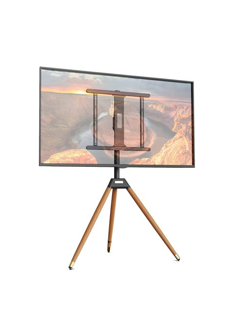 Height Adjustable Floor TV Stand For 32-65 Inch Screens, Corner TV Stand Mount With Wood Legs For Bedroom, Living Room, Studio