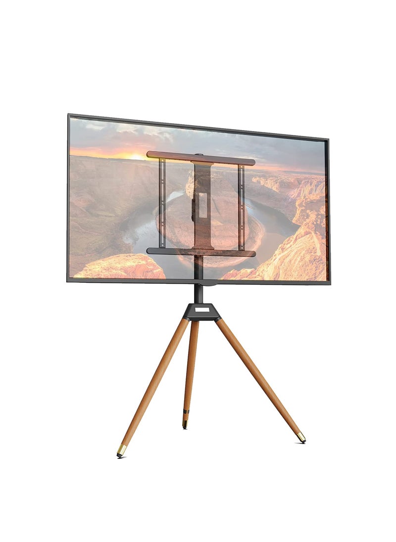 FlashHawk Height Adjustable Floor TV Stand For 32-65 Inch Screens, Corner TV Stand Mount With Wood Legs For Bedroom, Living Room, Studio  - Image 1