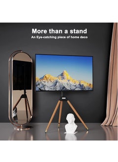 FlashHawk Height Adjustable Floor TV Stand For 32-65 Inch Screens, Corner TV Stand Mount With Wood Legs For Bedroom, Living Room, Studio  - Image 2