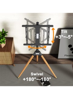 FlashHawk Height Adjustable Floor TV Stand For 32-65 Inch Screens, Corner TV Stand Mount With Wood Legs For Bedroom, Living Room, Studio  - Image 4