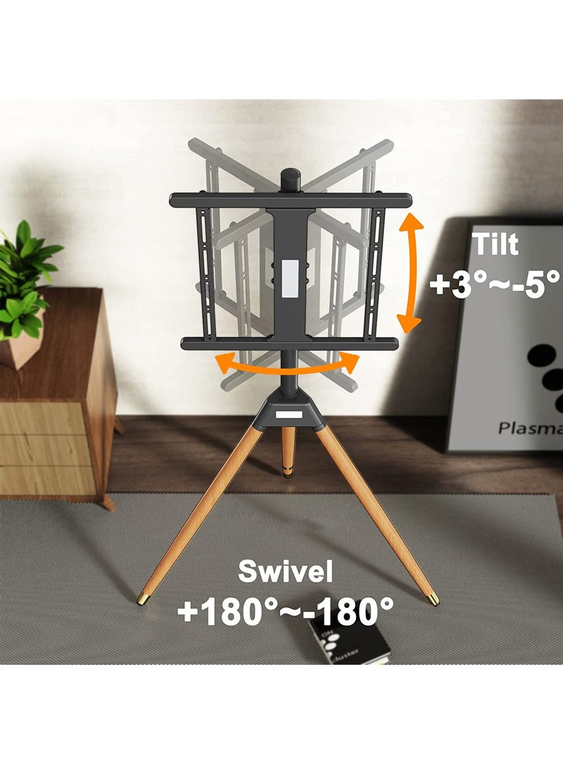 FlashHawk Height Adjustable Floor TV Stand For 32-65 Inch Screens, Corner TV Stand Mount With Wood Legs For Bedroom, Living Room, Studio  - Image 4