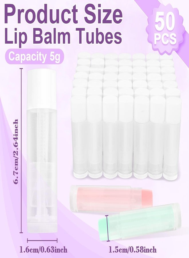 RAINFLOW 50 PCS Lip Balm Tubes - 5 g Twist-up Lip Gloss Balm Containers BPA Free & Leak Free,Clear Empty Lipstick Tubes with White Caps for DIY Homemade Lipsticks,Chapsticks,Solid Perfume,Gifts - Image 2