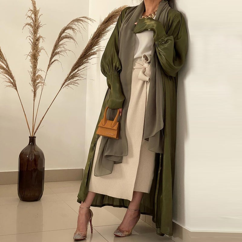 Shiny Satin Look Long Sleeve Cardigan with Mushroom Buttons for Women - Image 5