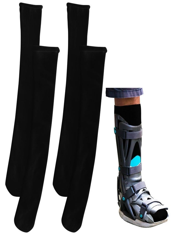 Seematn 2 Pairs Walking Boot Socks for Orthopedic Walker Brace Medical Boot Sock for Women and Men, One Size Fits Most(Black) - Image 1