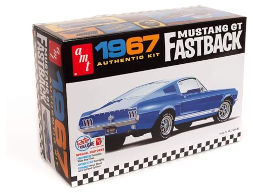 AMT Round 2 1967 Ford Mustang GT Fastback 125 Scale Model Kit Chrome AMT1241 - Image 1