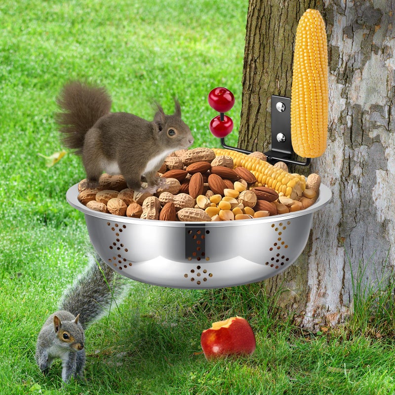 Gnodry Squirrel Feeders for Outside Metal Squirrel House for Outdoor Durable Bowl Tree Mounted of Chipmunk Feeder Squirrel Food for Backyard Squirrels Hold Corn Corn Cob Peanuts 85Inch - Image 2