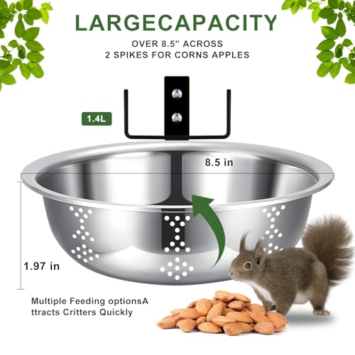 Gnodry Squirrel Feeders for Outside Metal Squirrel House for Outdoor Durable Bowl Tree Mounted of Chipmunk Feeder Squirrel Food for Backyard Squirrels Hold Corn Corn Cob Peanuts 85Inch - Image 3