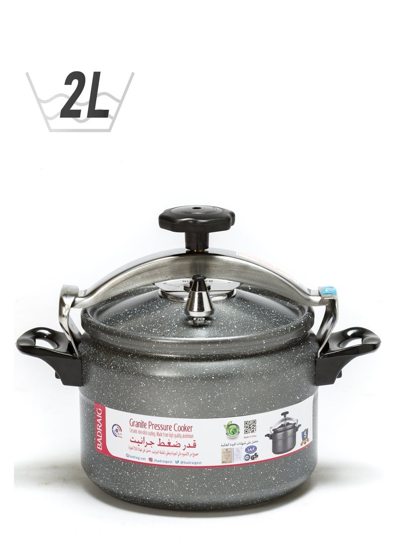 Badraig Granite Pressure Cooker | Pressure Pot Arabic Cooker | Dark Grey/Beige Available Sizes 2L 3L 4L 5L 7L 9L 10L 11L 12L 15L  - Image 1