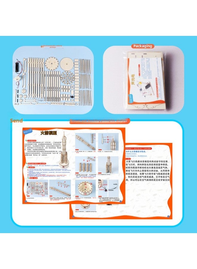 Primary School Students Creative Small Invention Technology Small Production DIY Rocket Model STEAM Puzzle Science And Education Toy Material Bag-Specifications:Rocket Model 218  - Image 2