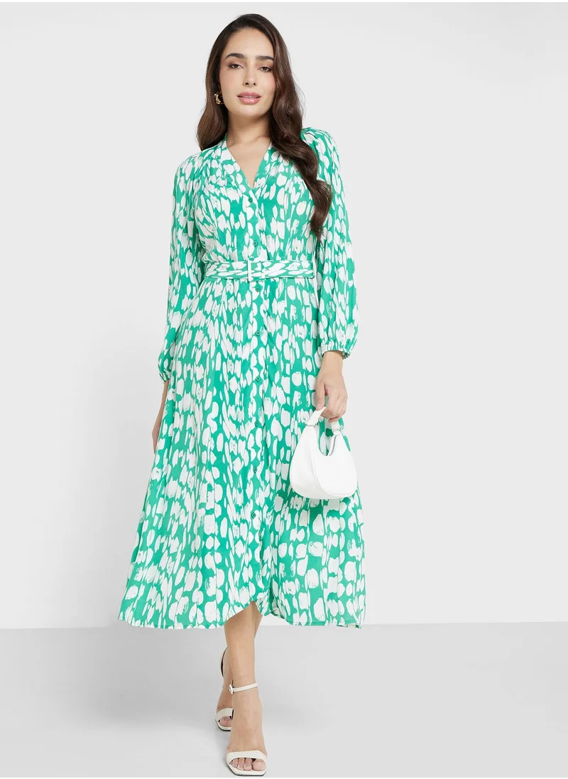 French Connection Balloon Sleeve Printed Dress