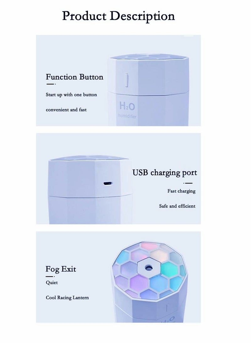Portable Mini Humidifier, Small Cool Mist Humidifier, USB Personal Desktop Humidifier for Bedroom Travel Office Home, Auto Shut-Off