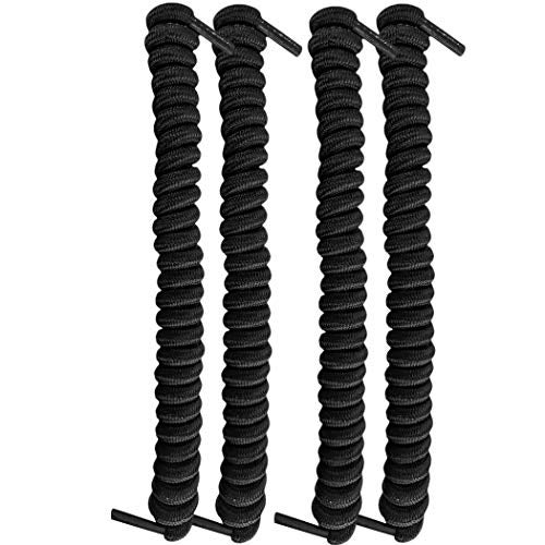 FOOTMATTERS No Tie Shoe Laces for Kids and Adults - Elastic Curly Shoelaces for Sneakers - Black - 2 Pairs - Image 1