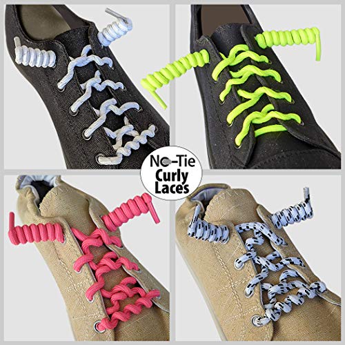 FOOTMATTERS No Tie Shoe Laces for Kids and Adults - Elastic Curly Shoelaces for Sneakers - Black - 2 Pairs - Image 2