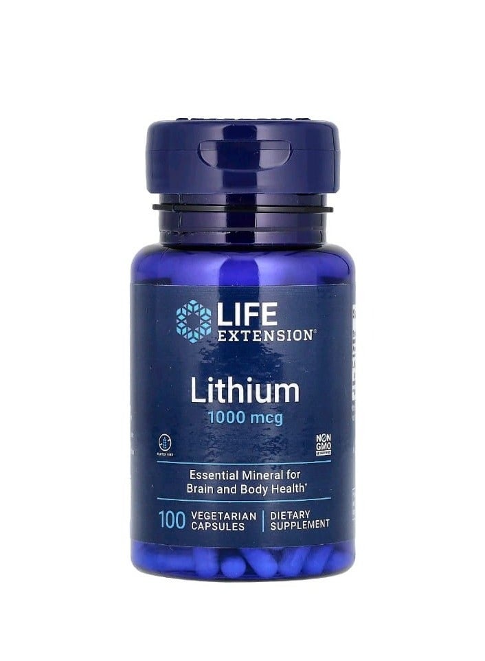 Life Extension Lithium 1,000 mcg 100 Vegetarian Capsules - Image 1