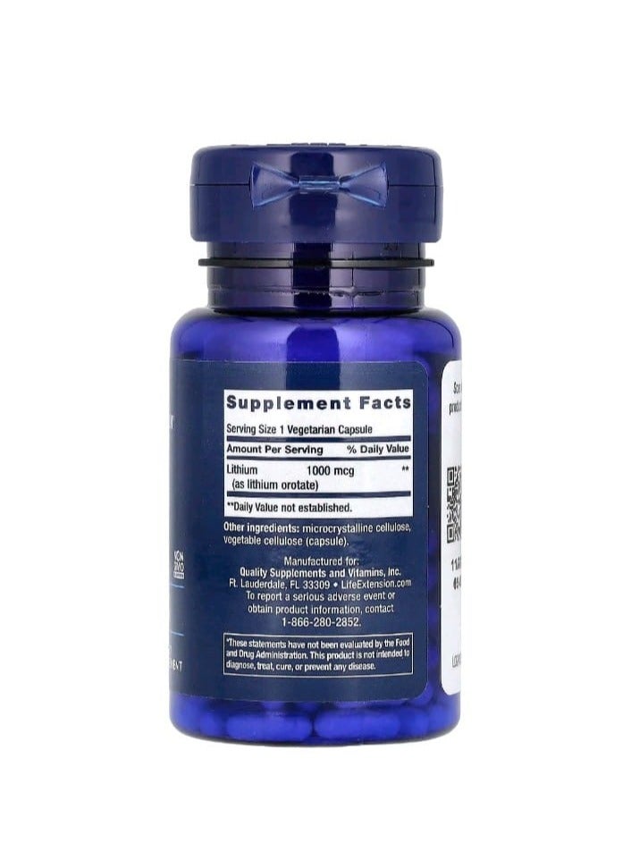 Life Extension Lithium 1,000 mcg 100 Vegetarian Capsules - Image 2