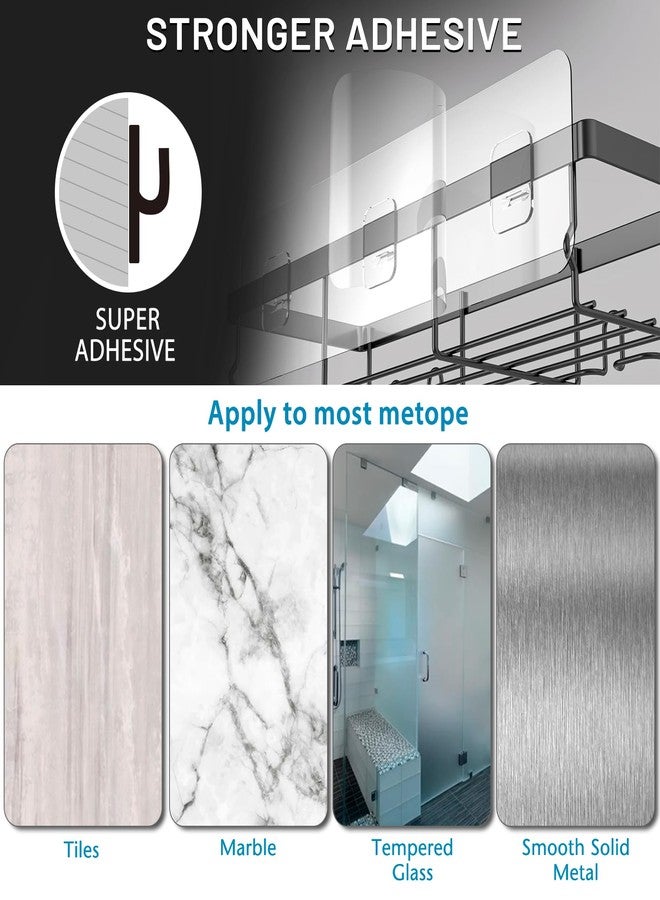 Moforoco Large Shower Caddy Shelf Organizer Rack, Self Adhesive Black Bathroom Shelves Basket, Home Farmhouse Wall Inside Organization and Storage Decor Rv Accessories - Image 5