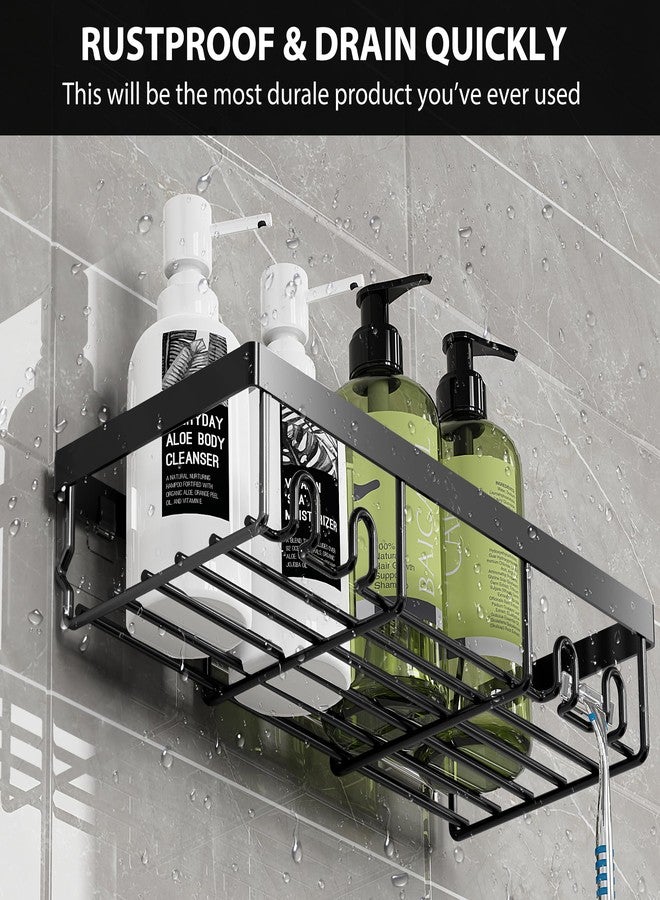 Moforoco Large Shower Caddy Shelf Organizer Rack, Self Adhesive Black Bathroom Shelves Basket, Home Farmhouse Wall Inside Organization and Storage Decor Rv Accessories - Image 4
