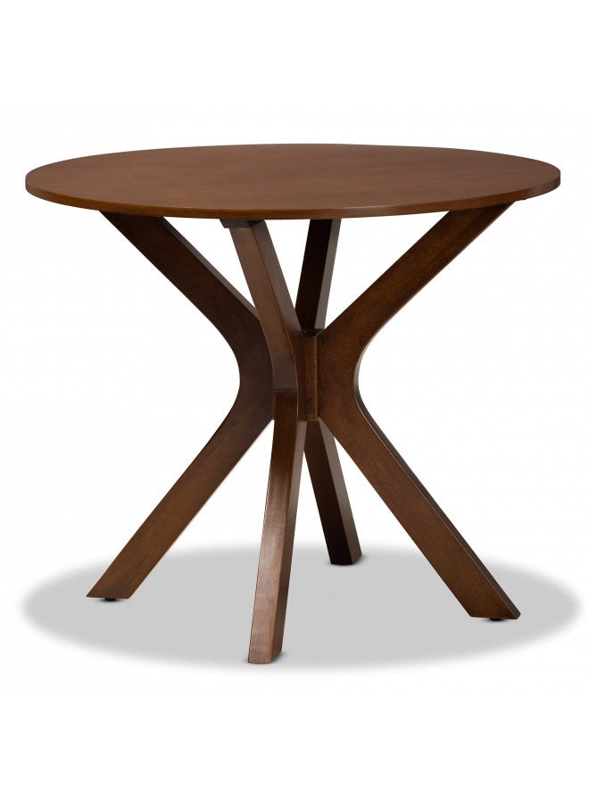 Baxton Studio Baxton Studio Kenji Modern and Contemporary Walnut Brown Finished 35-Inch-Wide Round Wood Dining Table  - Image 2