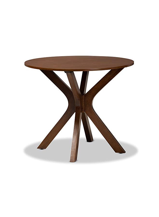 Baxton Studio Baxton Studio Kenji Modern and Contemporary Walnut Brown Finished 35-Inch-Wide Round Wood Dining Table  - Image 1