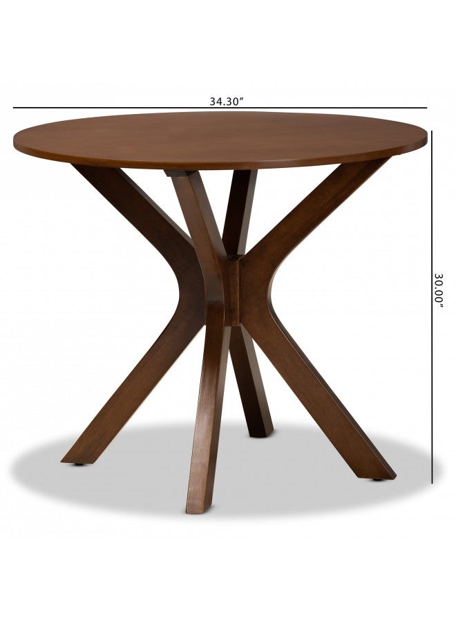 Baxton Studio Baxton Studio Kenji Modern and Contemporary Walnut Brown Finished 35-Inch-Wide Round Wood Dining Table  - Image 5