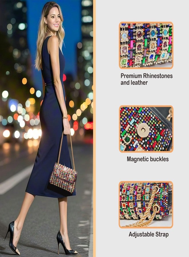 VESONNY Rhinestone Evening Clutch Purse for Women - Sparkling Formal Handbag with Strap for Weddings, Parties, Prom, Cocktail, Multicolor X, Medium, Clutch Purse - Image 5