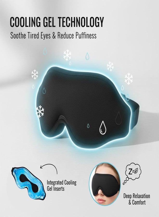 Ruheaou 3D Sleep Mask, Cooling Gel & Zero Pressure Eye Mask for Sleeping, 99% Light Blocking, Deep Contoured Design with Adjustable Straps for Travel Home - Image 3