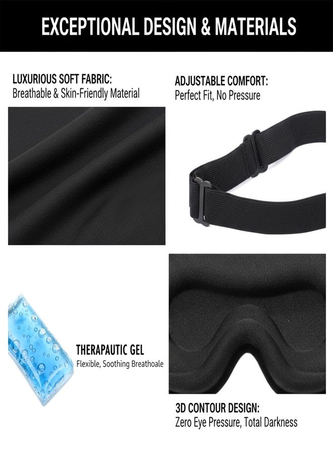 Ruheaou 3D Sleep Mask, Cooling Gel & Zero Pressure Eye Mask for Sleeping, 99% Light Blocking, Deep Contoured Design with Adjustable Straps for Travel Home - Image 4