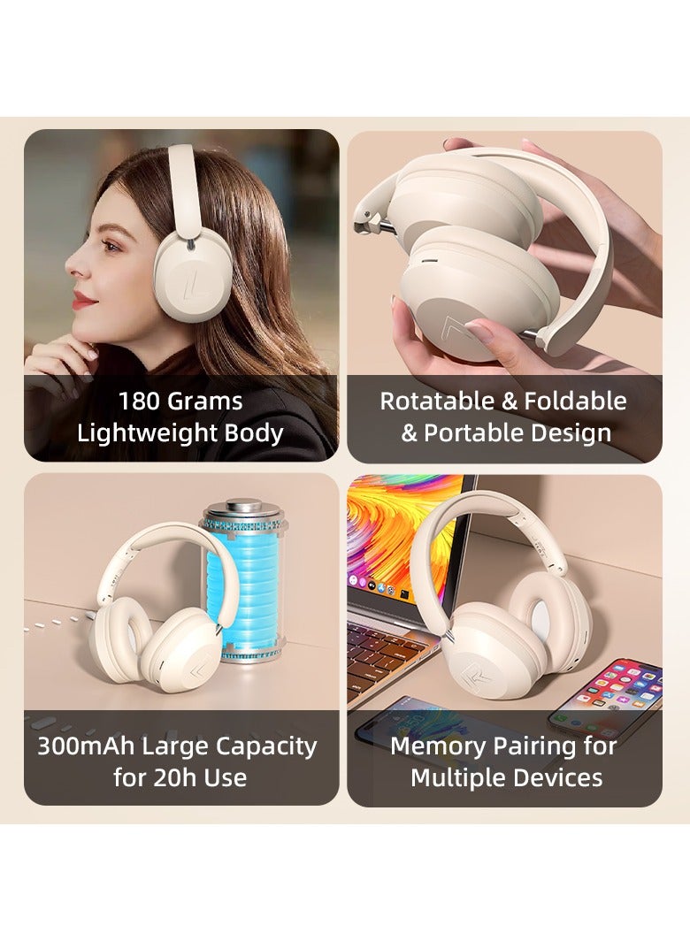 T4 Ultra-light Wireless Over-ear Bluetooth Headset ,  Long Battery Life For Music, Games And Sports(Khaki)
