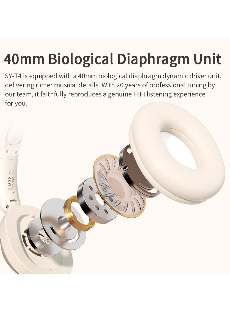 T4 Ultra-light Wireless Over-ear Bluetooth Headset ,  Long Battery Life For Music, Games And Sports(Khaki)