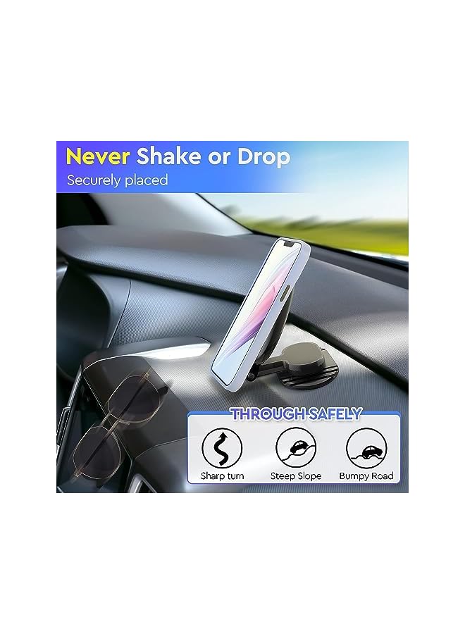 S-TOP Magnetic Phone Mount, 360° Rotating Folding Car Phone Mount, Super Strong Magnet Pone Holder for Steering Wheel and Dashboard, for iPhone 14 13 12 (Black) - Image 2