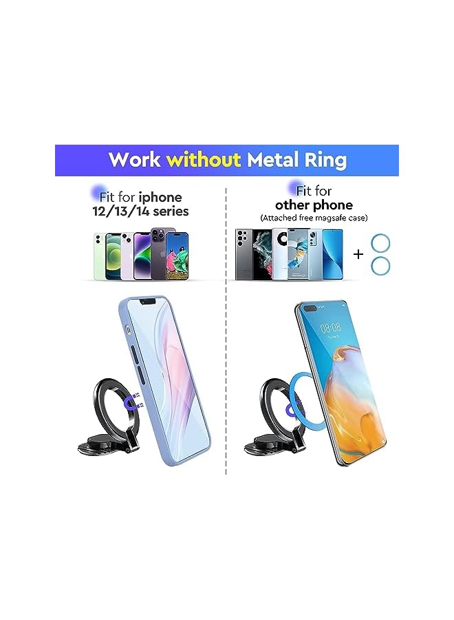 S-TOP Magnetic Phone Mount, 360° Rotating Folding Car Phone Mount, Super Strong Magnet Pone Holder for Steering Wheel and Dashboard, for iPhone 14 13 12 (Black) - Image 3