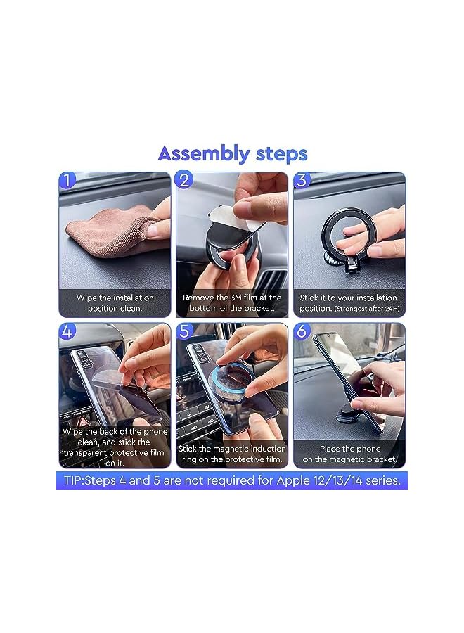 S-TOP Magnetic Phone Mount, 360° Rotating Folding Car Phone Mount, Super Strong Magnet Pone Holder for Steering Wheel and Dashboard, for iPhone 14 13 12 (Black) - Image 4