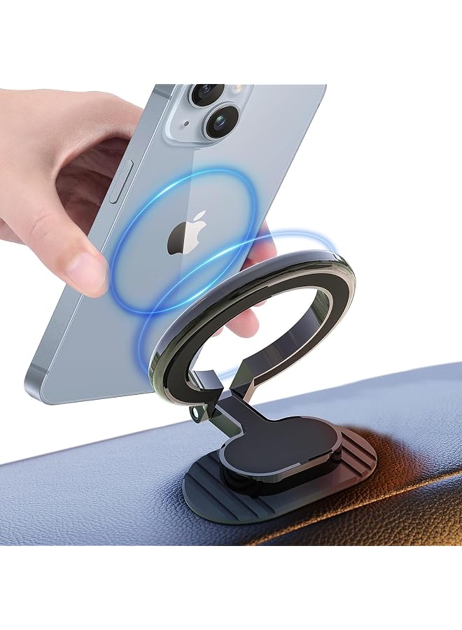 S-TOP Magnetic Phone Mount, 360° Rotating Folding Car Phone Mount, Super Strong Magnet Pone Holder for Steering Wheel and Dashboard, for iPhone 14 13 12 (Black) - Image 1