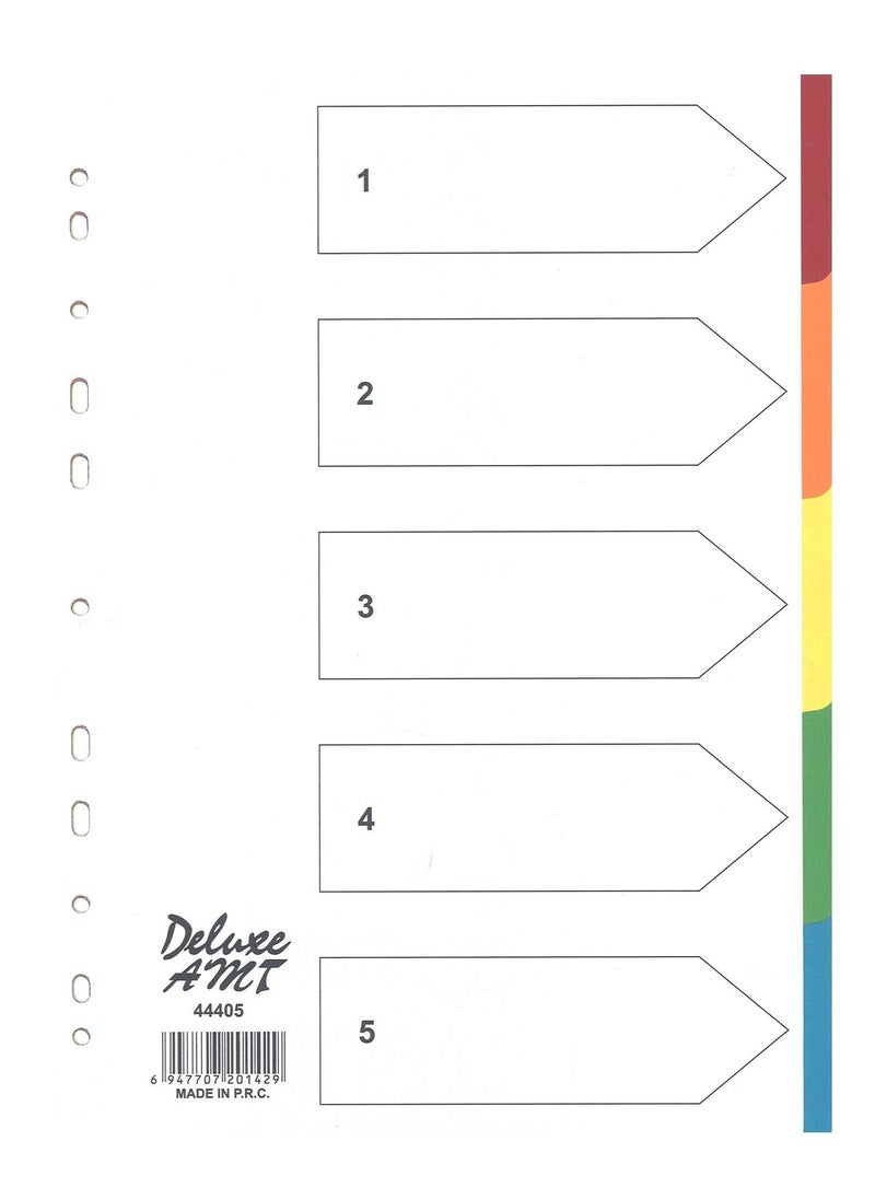 Deluxe Amt - 5-Pack 5 Tab Paper Divider Multicolour - Image 1
