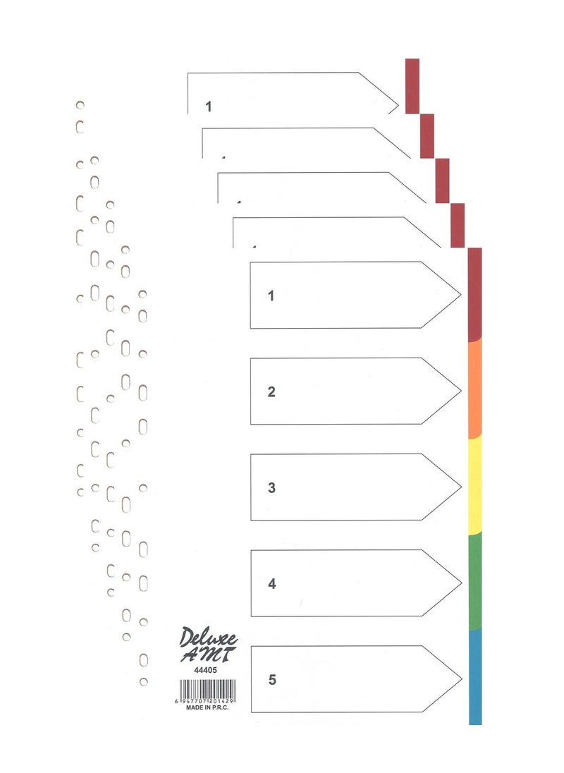 Deluxe Amt - 5-Pack 5 Tab Paper Divider Multicolour - Image 1