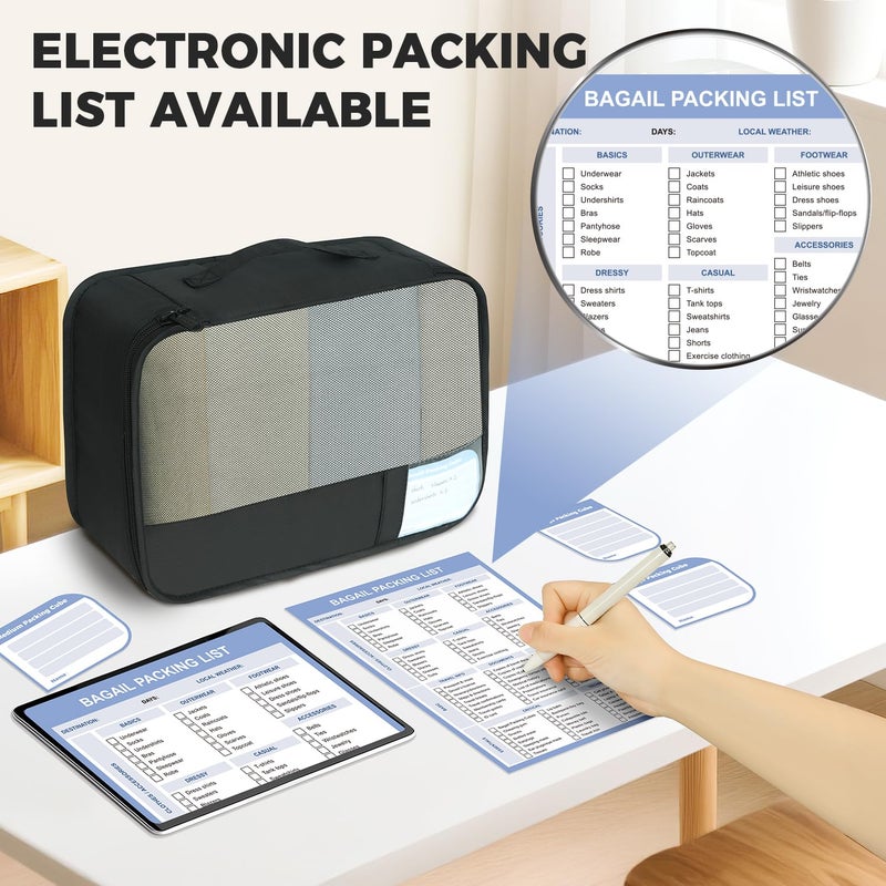 BAGAIL 9 Set Packing Cubes with Packing List Luggage Packing Organizers for Travel Accessories (Black) - Image 4