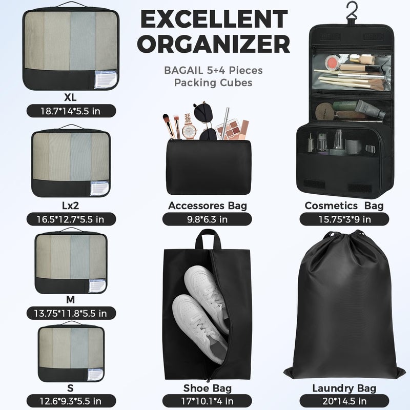 BAGAIL 9 Set Packing Cubes with Packing List Luggage Packing Organizers for Travel Accessories (Black) - Image 5