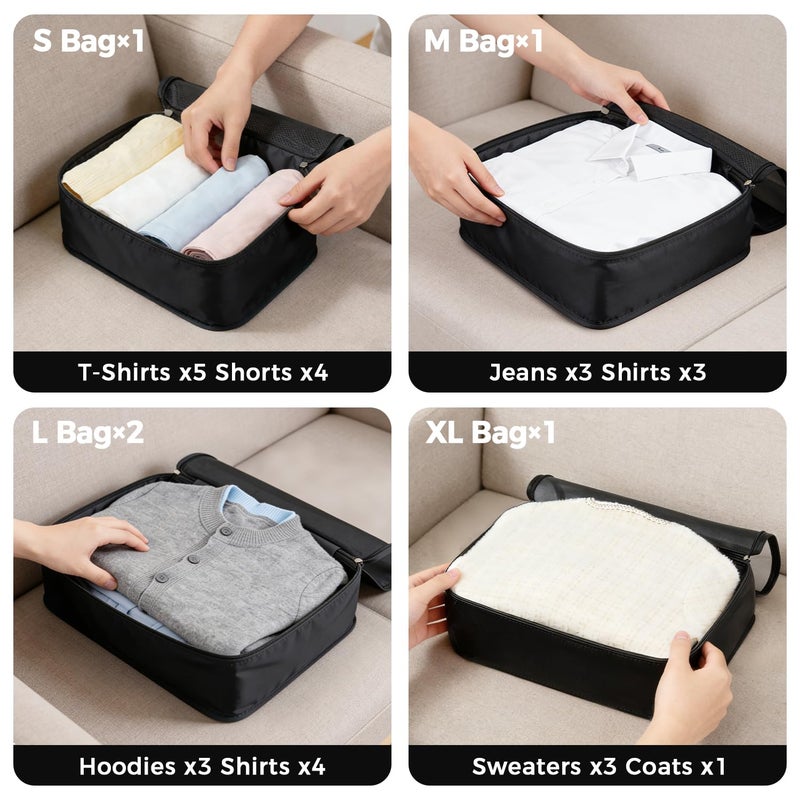 BAGAIL 9 Set Packing Cubes with Packing List Luggage Packing Organizers for Travel Accessories (Black) - Image 2