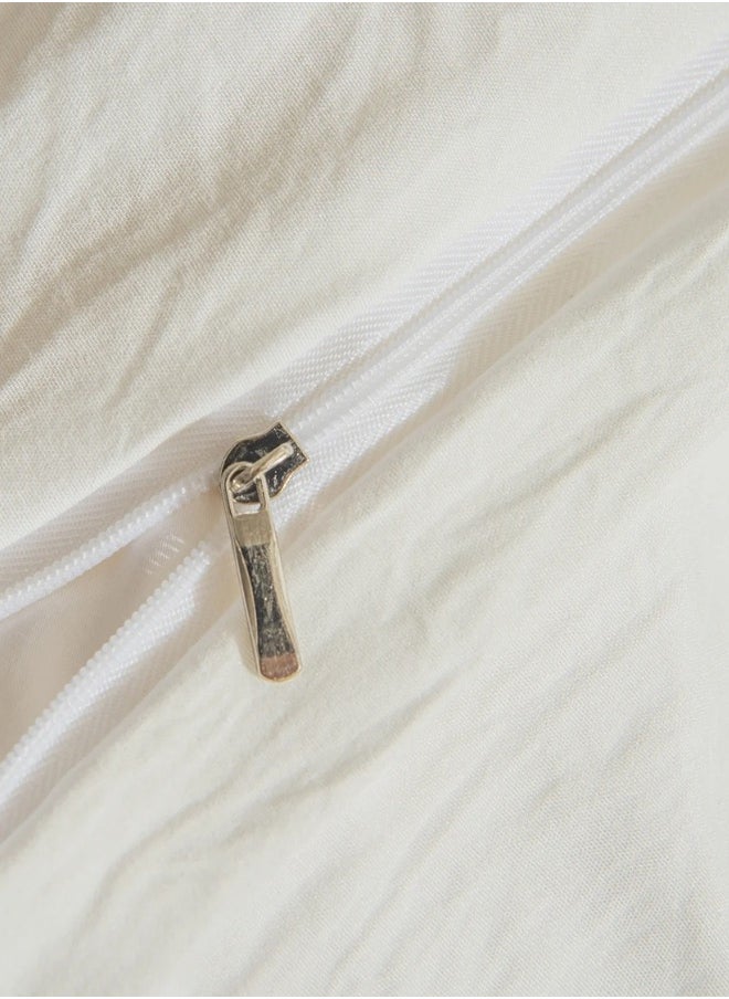 LUNA Home - King Size 6 Pieces Off White Boho Duvet Cover Set, Washable Cotton Bedding Set, Plain Color with Ruffle Décor. - Image 1