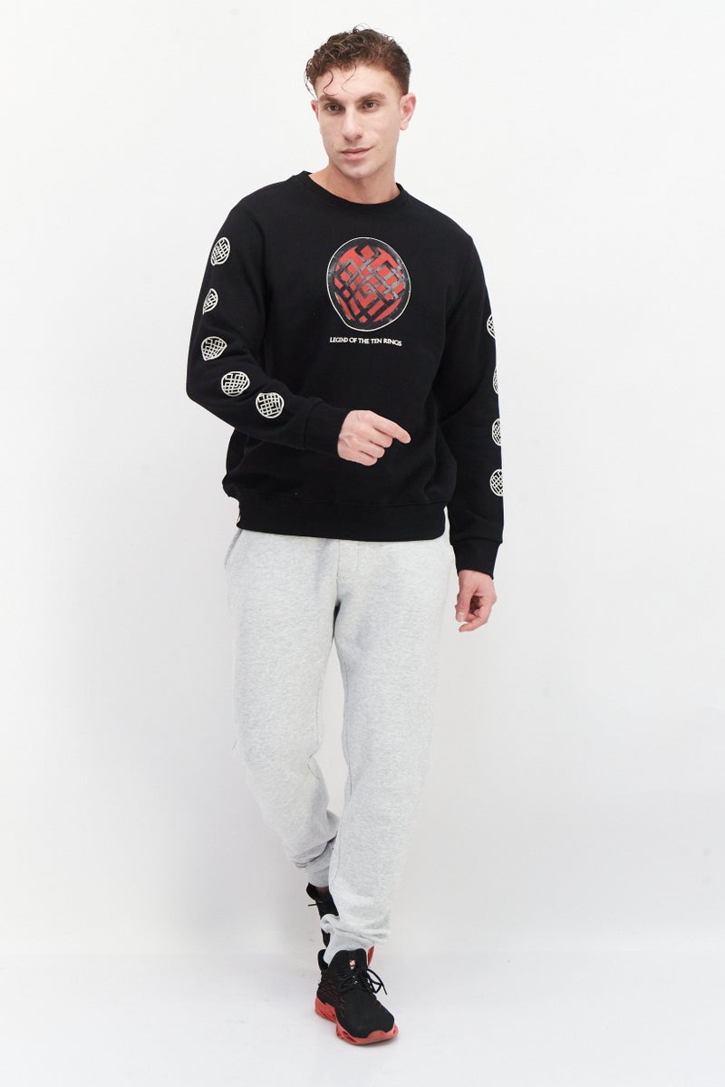 DIFUZED Marvel x Difuzed Men Crew Neck Long Sleeve Graphic Print Sweatshirt, Black - Image 4