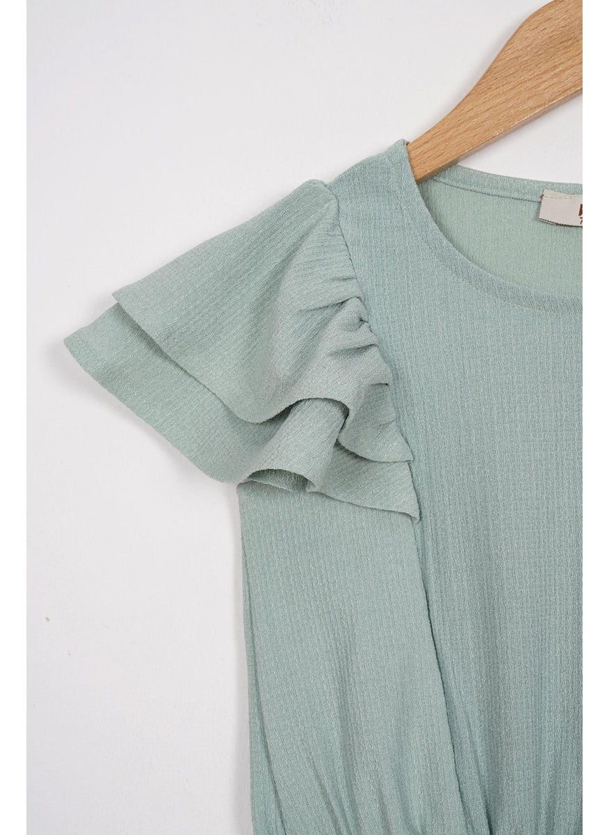 Crew Neck Ruffle Sleeves Frilled Edges Elastic Waistband Mint Color Girl's Two Piece Set - pzsku/Z25C23671FAFF0588397CZ/45/_/1733933826/b00d3964-3cb8-494c-bddb-d7db9e7d590f