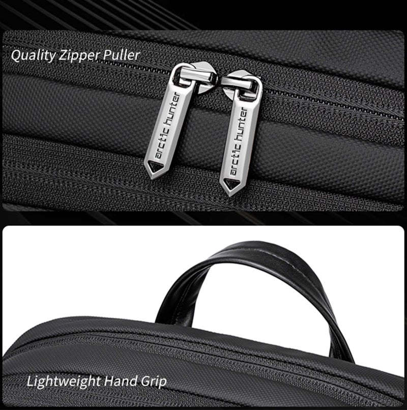 ARCTIC HUNTER Unisex Slim Laptop Backpack Water Resistant Anti-Theft Expandable Daypack for Business Casual Travel College for Men Women, B00877, Black - Image 3