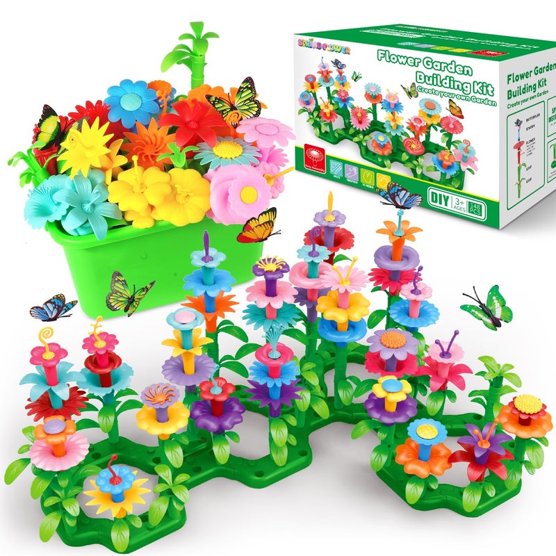 spring flower SpringFlower Toys for Girls 3 4 5 6 7 Years Old Flower Garden Building Kit with Storage caseEducational STEM Toy and Preschool Garden Play Set for Toddlers for Kids148pcs - Image 2