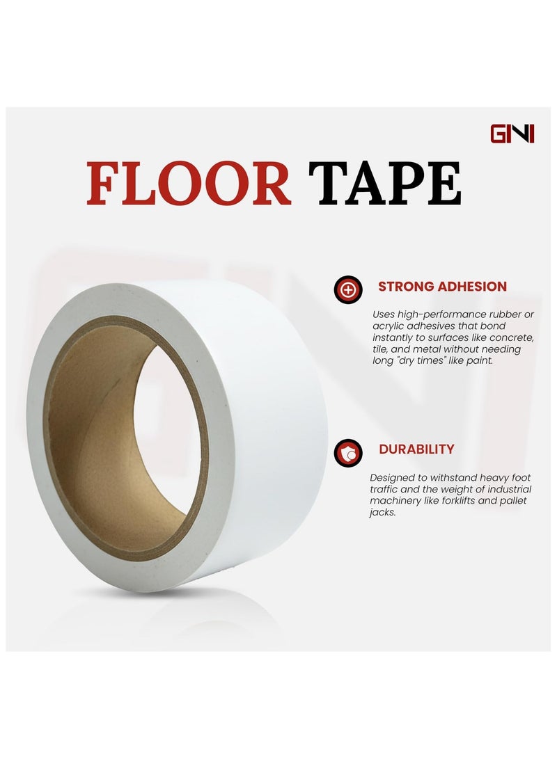 جيني شريط جيني لاصق أبيض آمن، 48 مم × 25 ياردة، لعلامات التحذير، وحواجز الأمان، ومواقع البناء، والمناطق الخطرة، والجدران، والأنابيب، وأرضيات PVC. - Image 4
